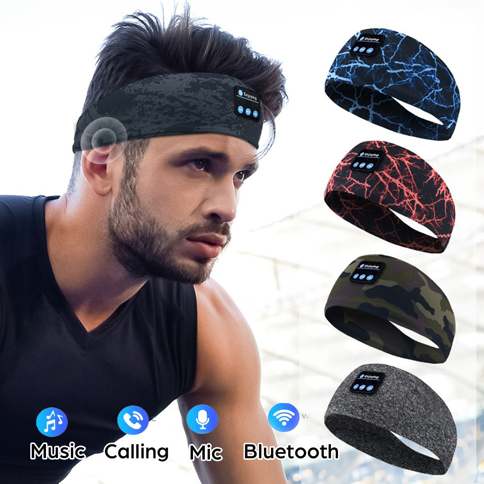 Sleep Mask Headphones Bluetooth - 블루투스 이어폰 스포츠 헤드 밴드 탄성