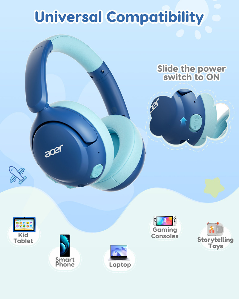 Acer OHR725 어린이용 블루투스 5.4 헤드폰  - Anc Wireless Over Ear Headphones 리뷰 및 가격