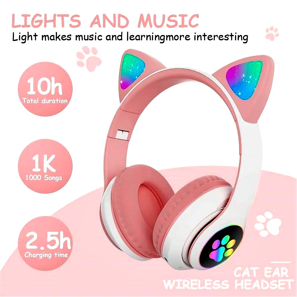 STN-28 이어폰 블루투스 5.0 귀여운 고양이 귀  - Anc Wireless Over Ear Headphones 리뷰 및 가격