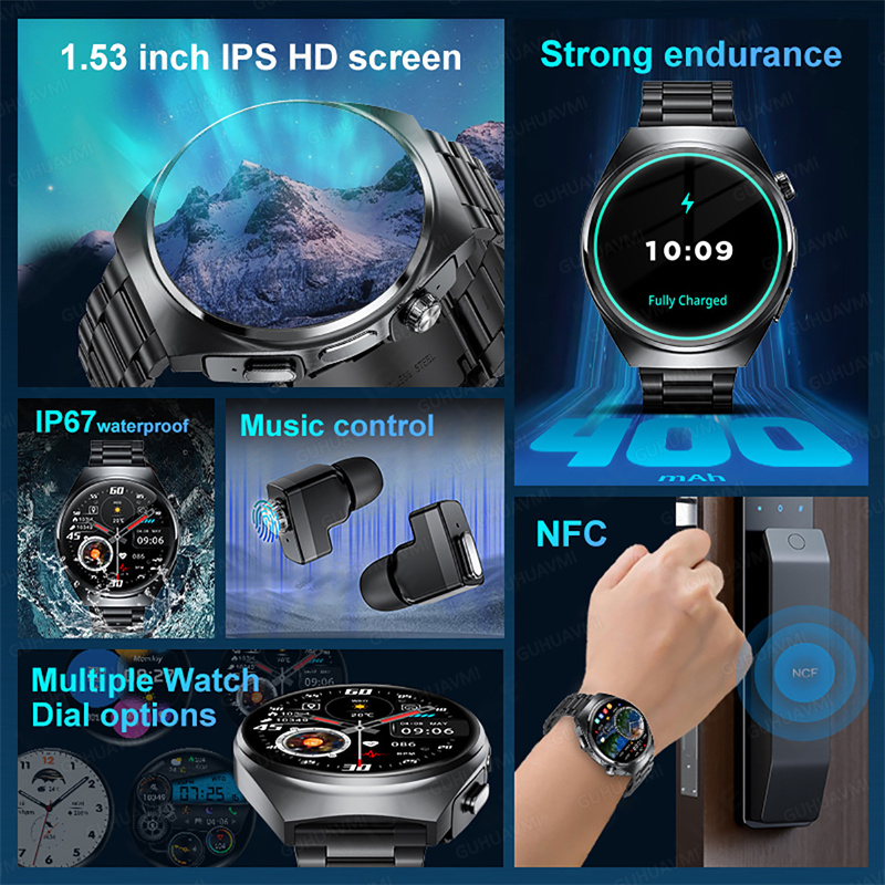 남녀공용 신제품 2 in 1 스마트워치 이어버드 내장  - Tws Earbuds Bluetooth 5.3 리뷰 및 가격