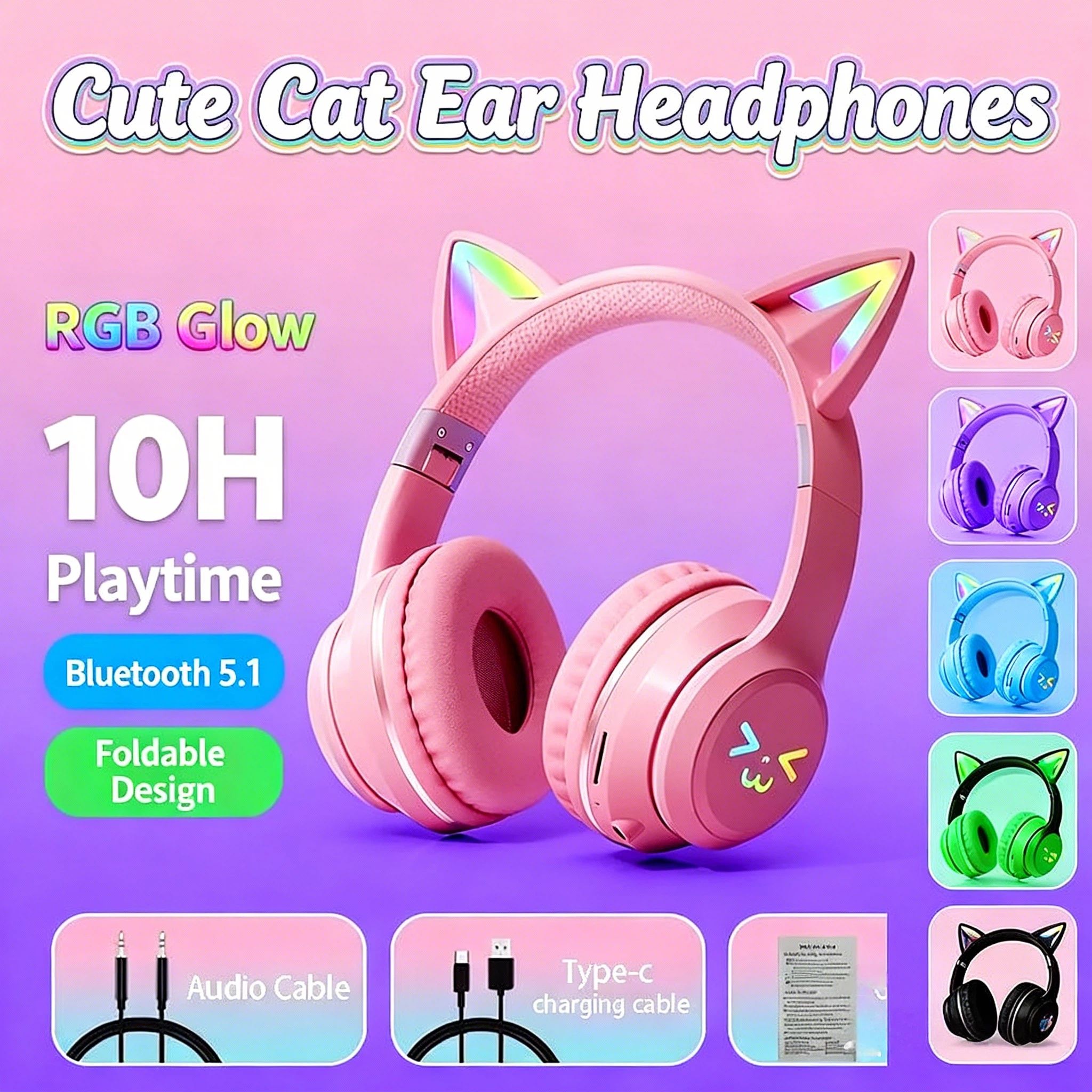 2026 신형 RGB 고양이 귀 블루투스 5.3 헤드셋 - Gaming Headset With Mic Rgb 리뷰 및 가격