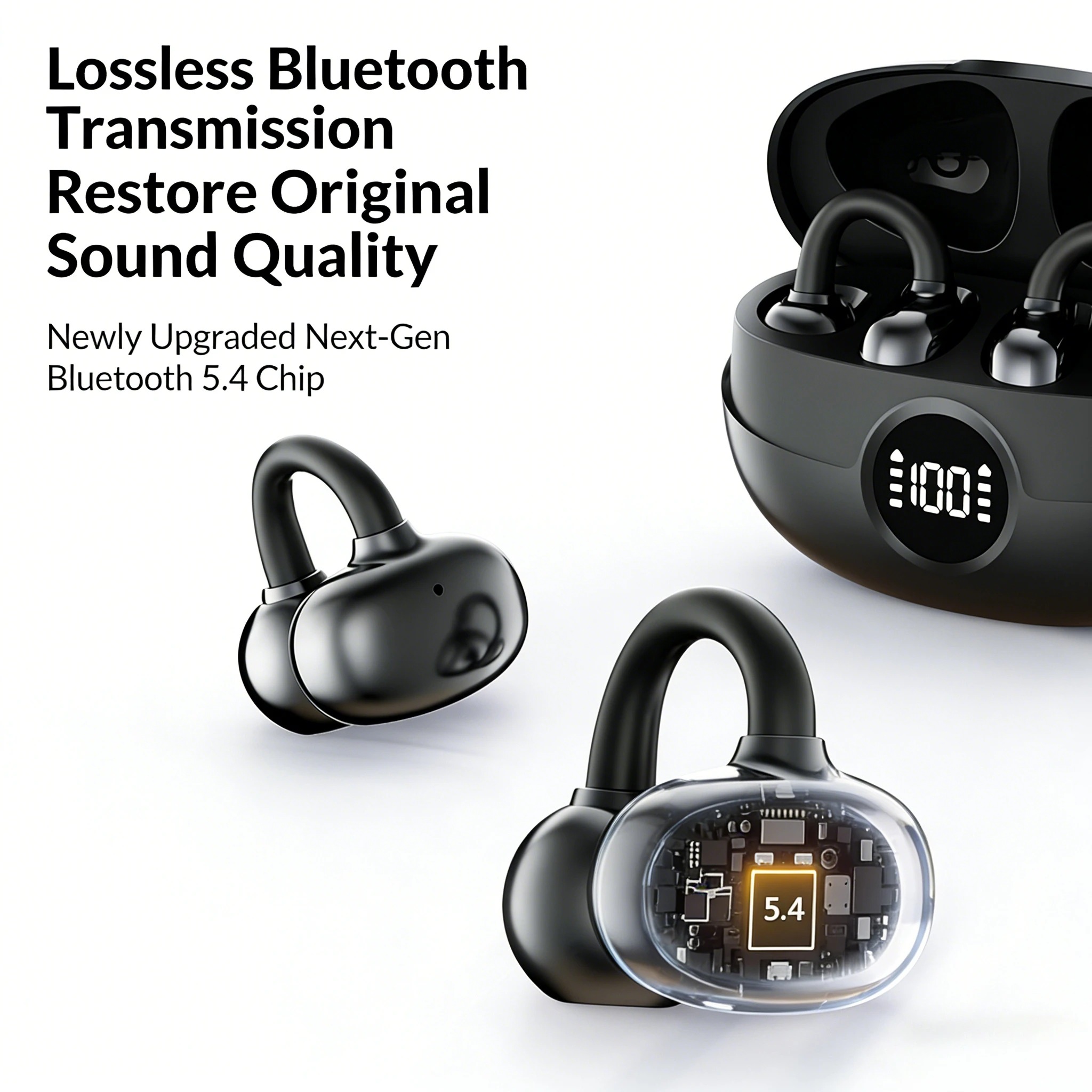 무선 클립온 이어폰, 디지털 배터리 표시기, Hi-Fi - Open Ear Air Conduction Headphones 리뷰 및 가격