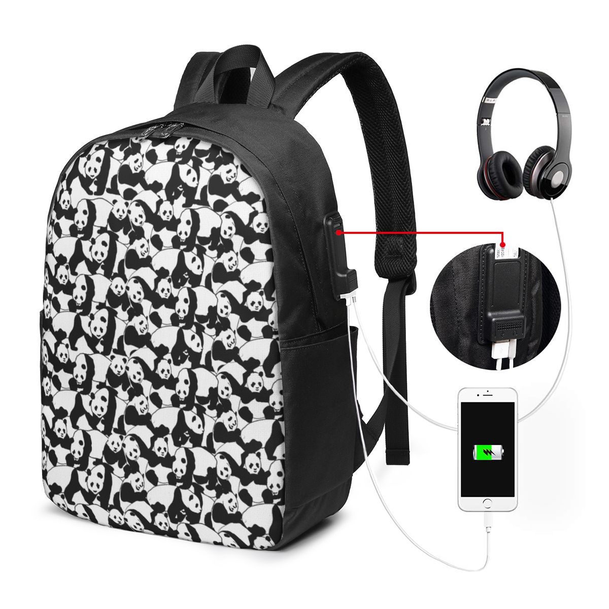 팬더 패턴 배낭 여행 노트북 가방 컴퓨터 대학생 학교  - Laptops 리뷰 및 가격